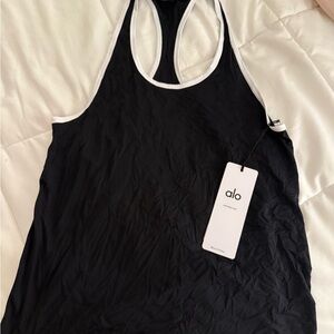 ALO Yoga Black and White Ivy League tank